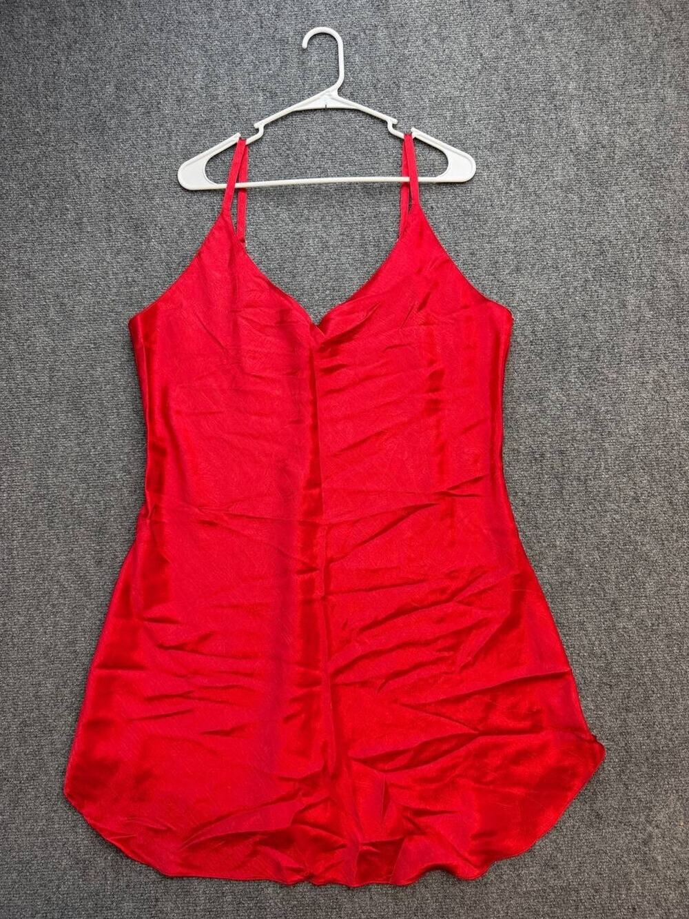 Red Satin Chemise Nightgown Women's 2X Sleep Dress Length 36